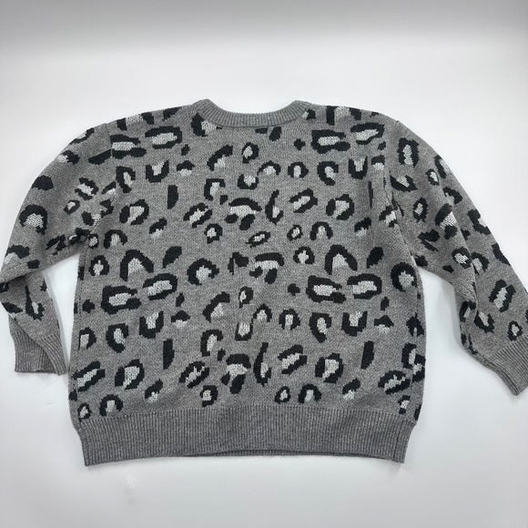 Kendall Kylie Sweater Women XXL Gray Animal Print Knit Pullover Preppy 90s Cozy - Picture 2 of 7